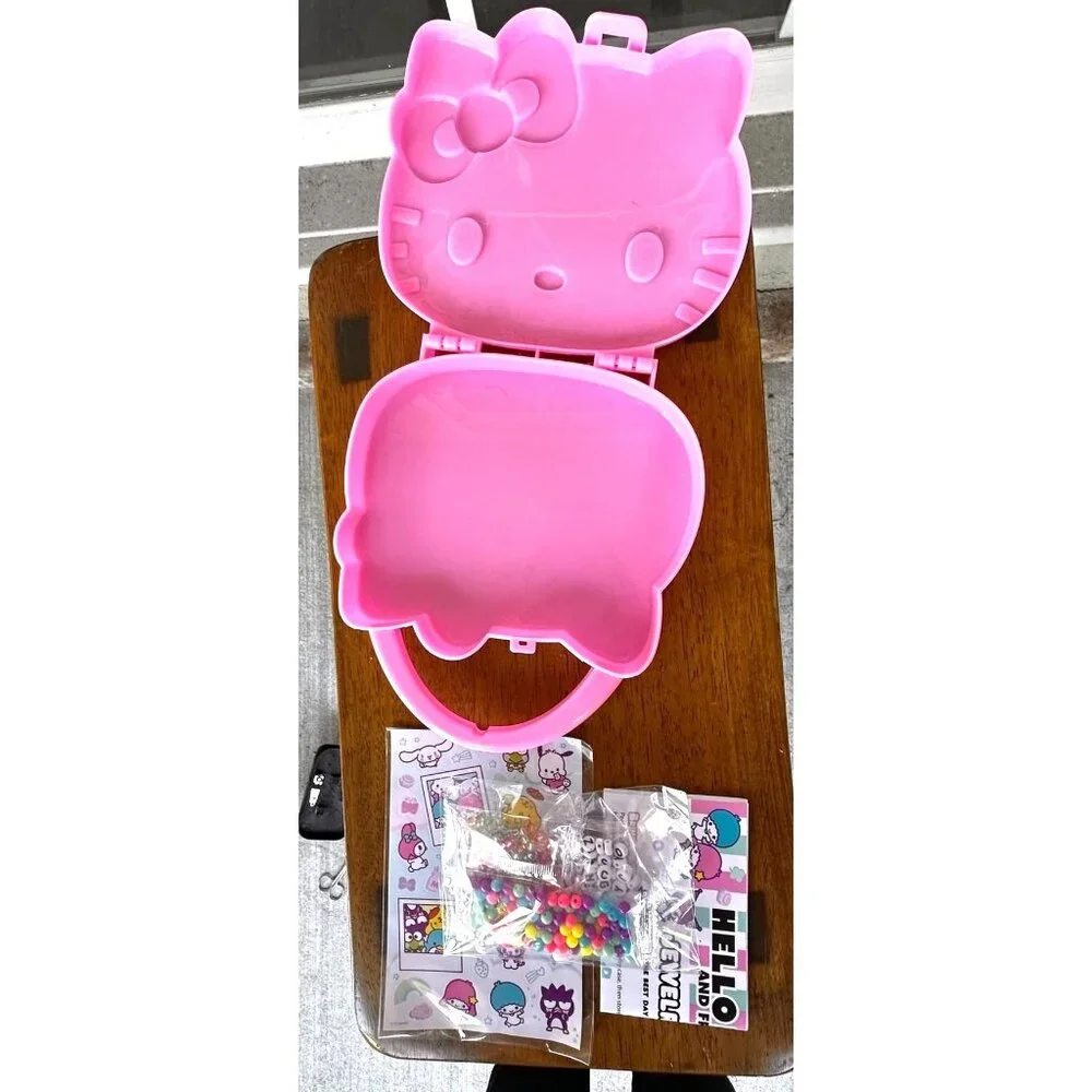 New Sanrio Hello Kitty Pink Jewelry Case With Acessories Craft Making DI…